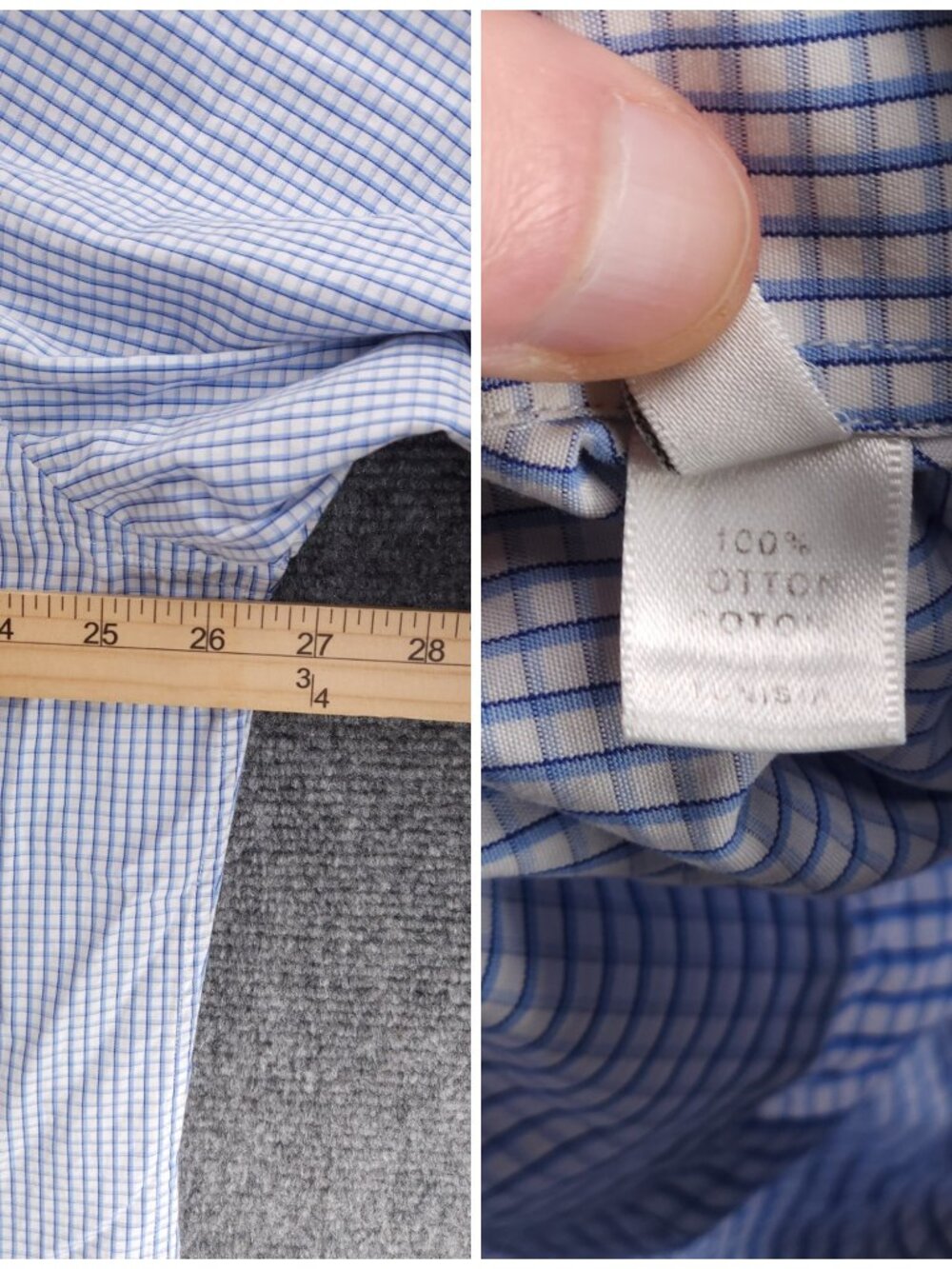 Armani Collezioni Check 18 Cotton Blue Mens Pocket Button Up Elegant Long Sleeve - Picture 14 of 16